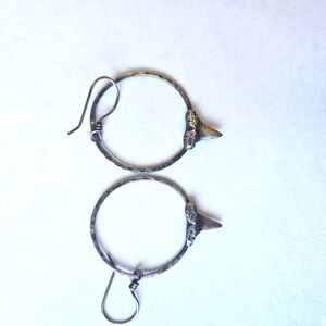 Sterling shark tooth hoop earrings